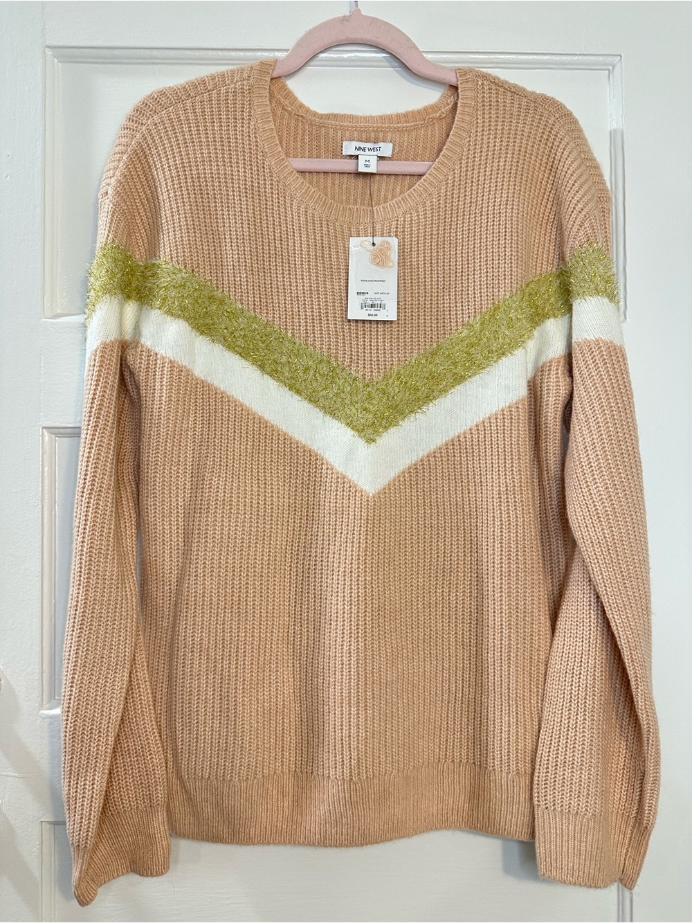 Nine West Women’s Pink Chevron Sweater NWT